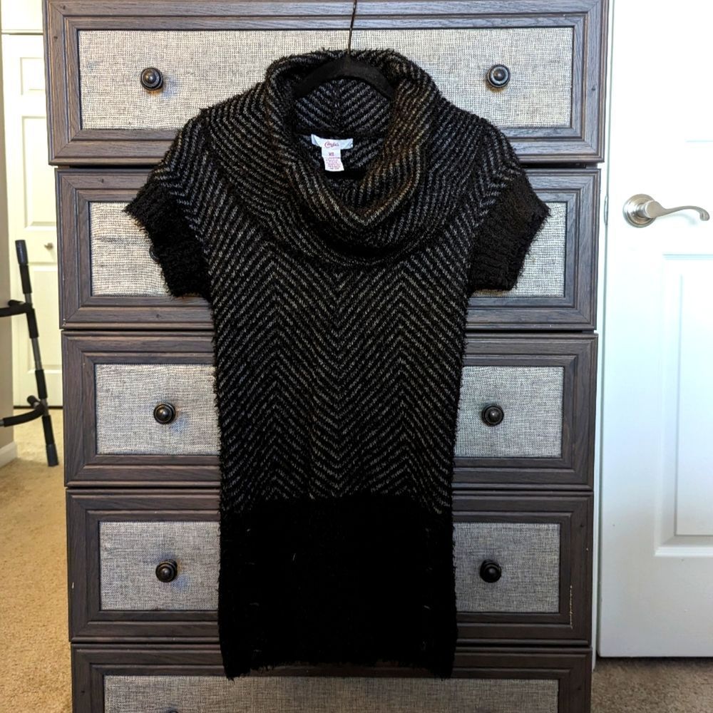 XS Black Short Sleeve Candie's Sweater Dress 